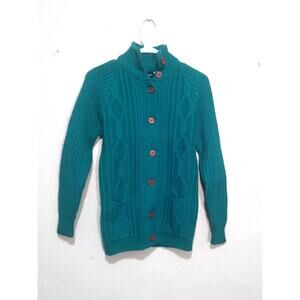 Vintage Ann Chabrol Blue-Green High Neck Cardigan